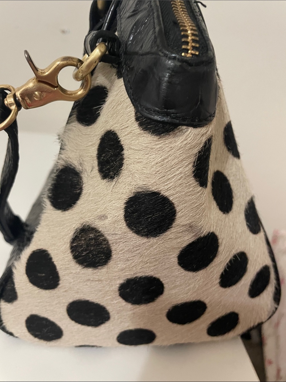 Brahmin Polka Dot Black & Cream Satchel Bag - Picture 6 of 11